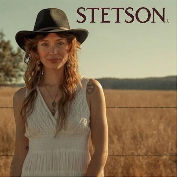 Stetson Bozeman Black 100% Wool Foldable Outdoor Hat Bohemian Western Travel Hat - Picture 1 of 13